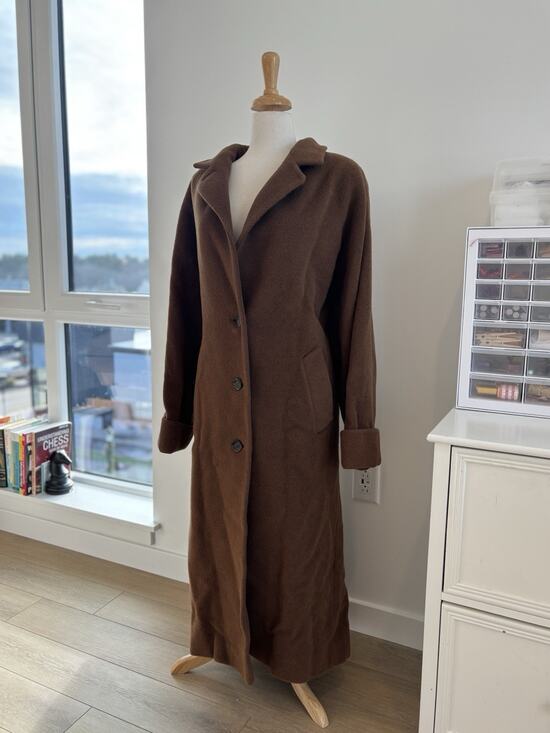 Calvin Klein Collection Jackets & Blazers - Vintage Calvin Klein Luxury Button Trench Coat, Sz 12, Brown USA With Small Hole